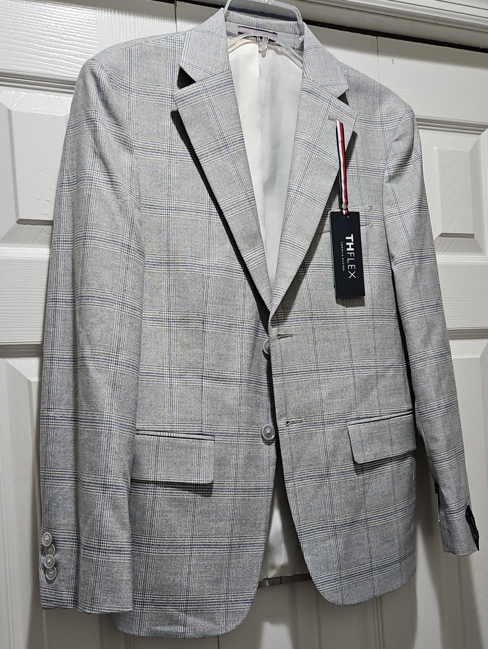 Tommy Hilfiger Men's Gray Plaid Modern Fit Sport Coat Suit Jacket Size 36Short